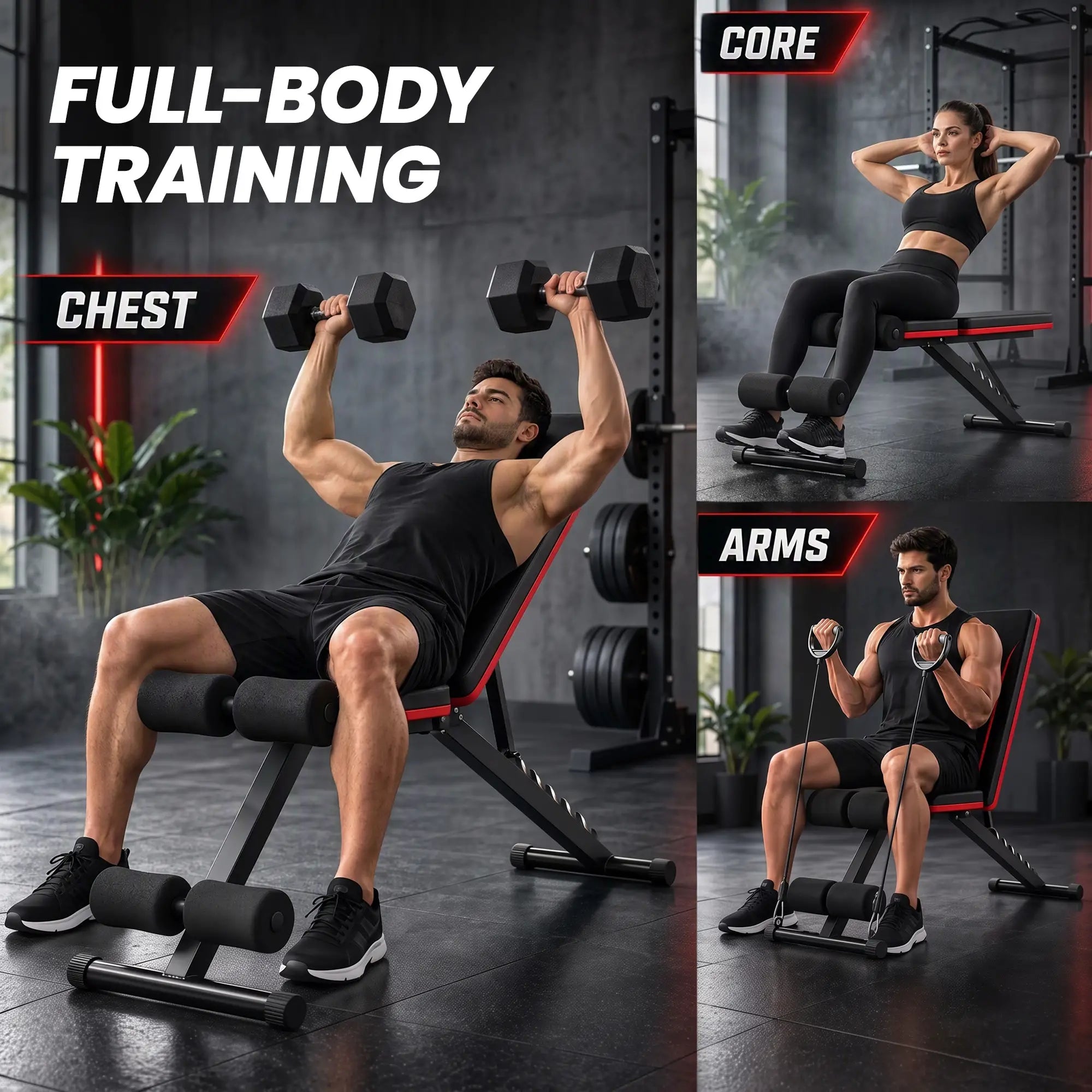 Folding Weight Bench, 7-Position Adjustable Incline Decline Weight Benches at Gallery Canada