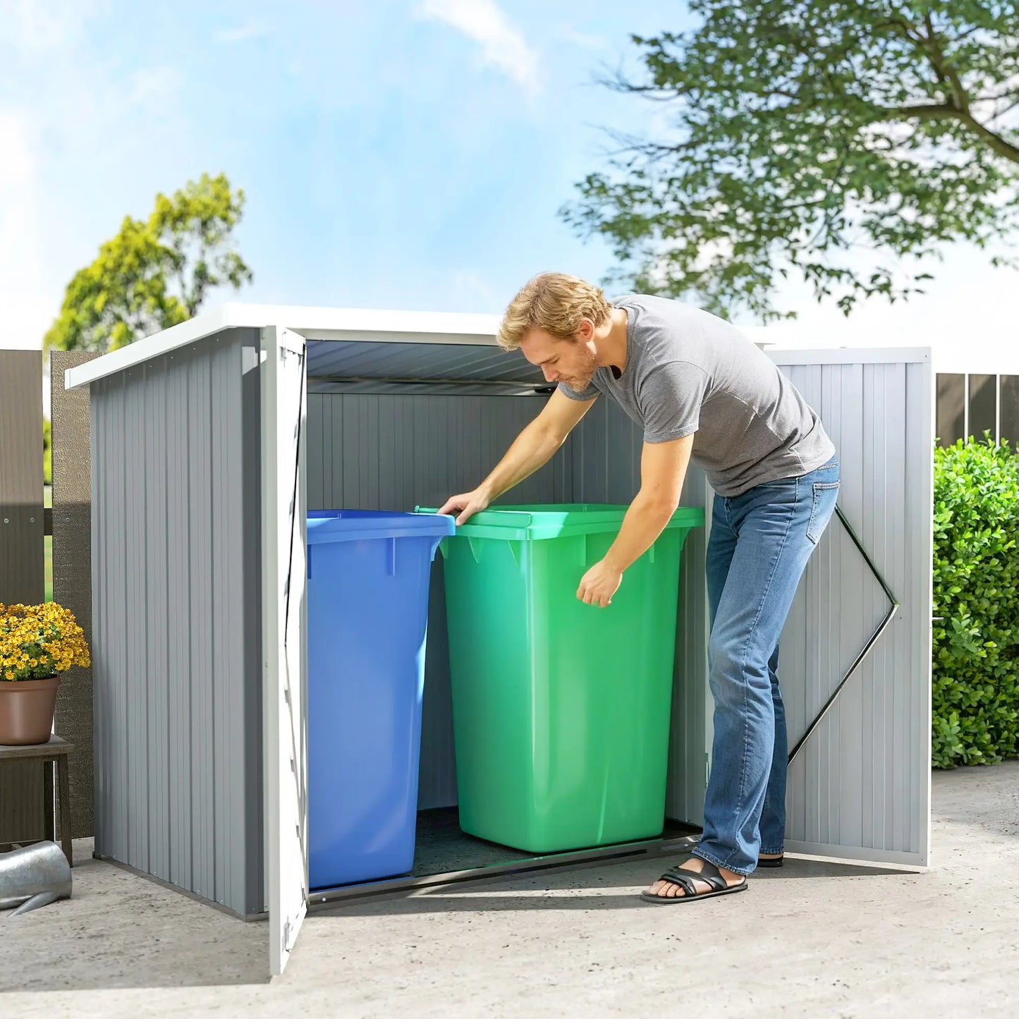 5' x 3' Metal Garden Storage Shed, Tool House With Double Doors Sheds at Gallery Canada