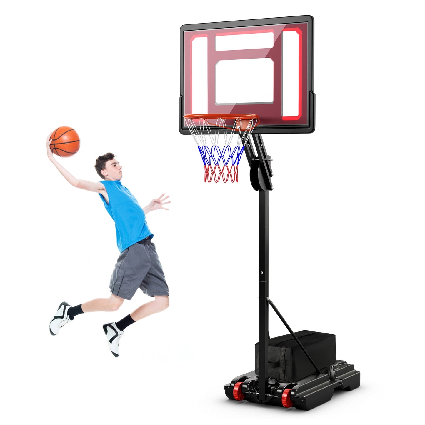 Basketball Hoop with 5-10 Feet Adjustable Height for Indoor Outdoor, Black Sport Equipments at Gallery Canada