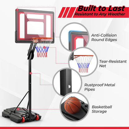 Basketball Hoop with 5-10 Feet Adjustable Height for Indoor Outdoor, Black Sport Equipments at Gallery Canada