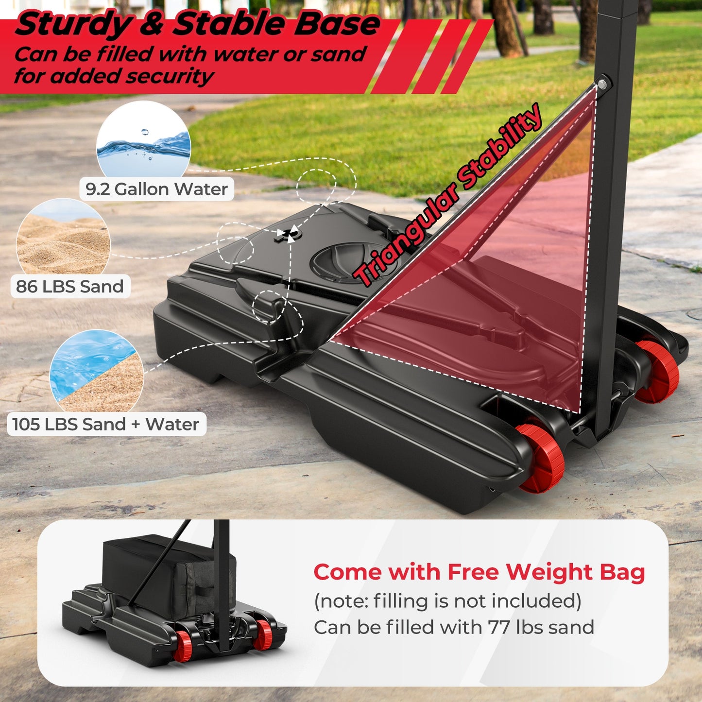 Basketball Hoop with 5-10 Feet Adjustable Height for Indoor Outdoor, Black Sport Equipments at Gallery Canada