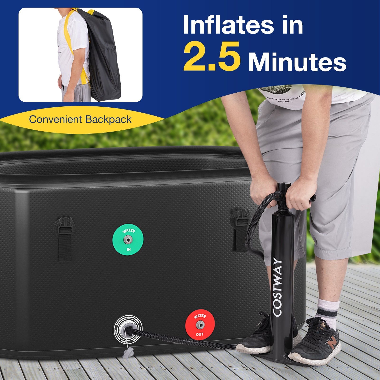 Portable Ice Bath Tub for Home with Lid and Protective Cover, Black Spa & Salon at Gallery Canada