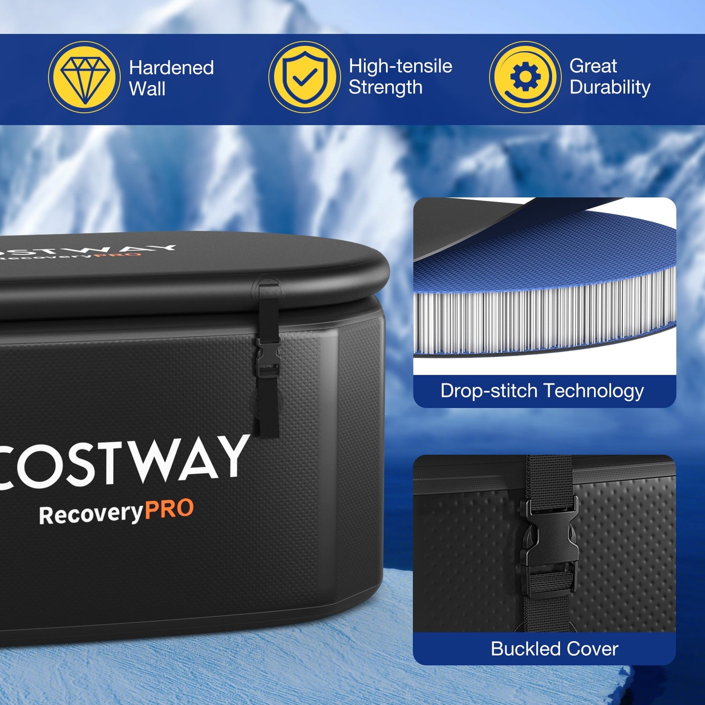 Portable Ice Bath Tub for Home with Lid and Protective Cover, Black Spa & Salon at Gallery Canada