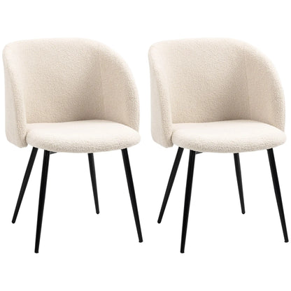 Dining Chairs Set Of 2, Sherpa Fleece Upholstered, Cream White Dining Chairs at Gallery Canada