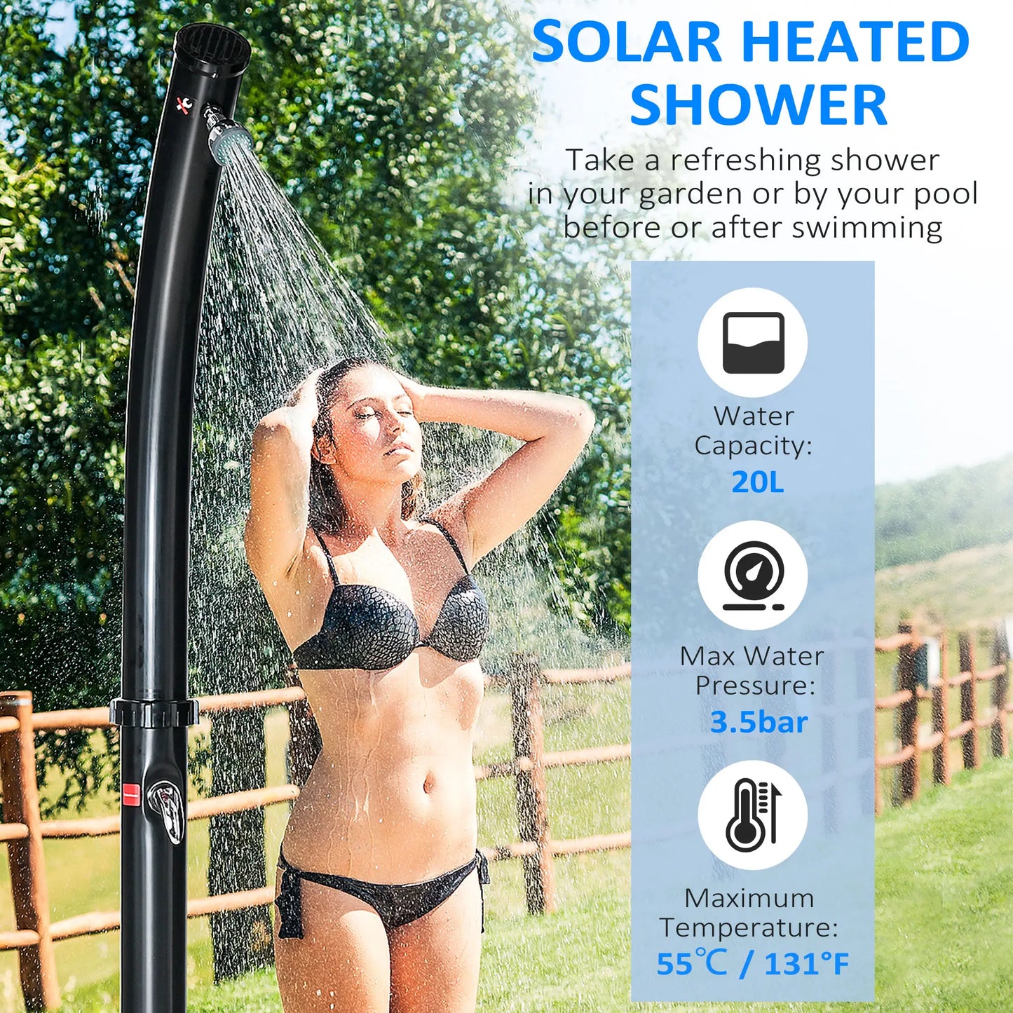 Solar Outdoor Shower, 5.3-Gallon, Adjustable Temperature, Black Outdoor Swimming Pools & Hot Tubs at Gallery Canada
