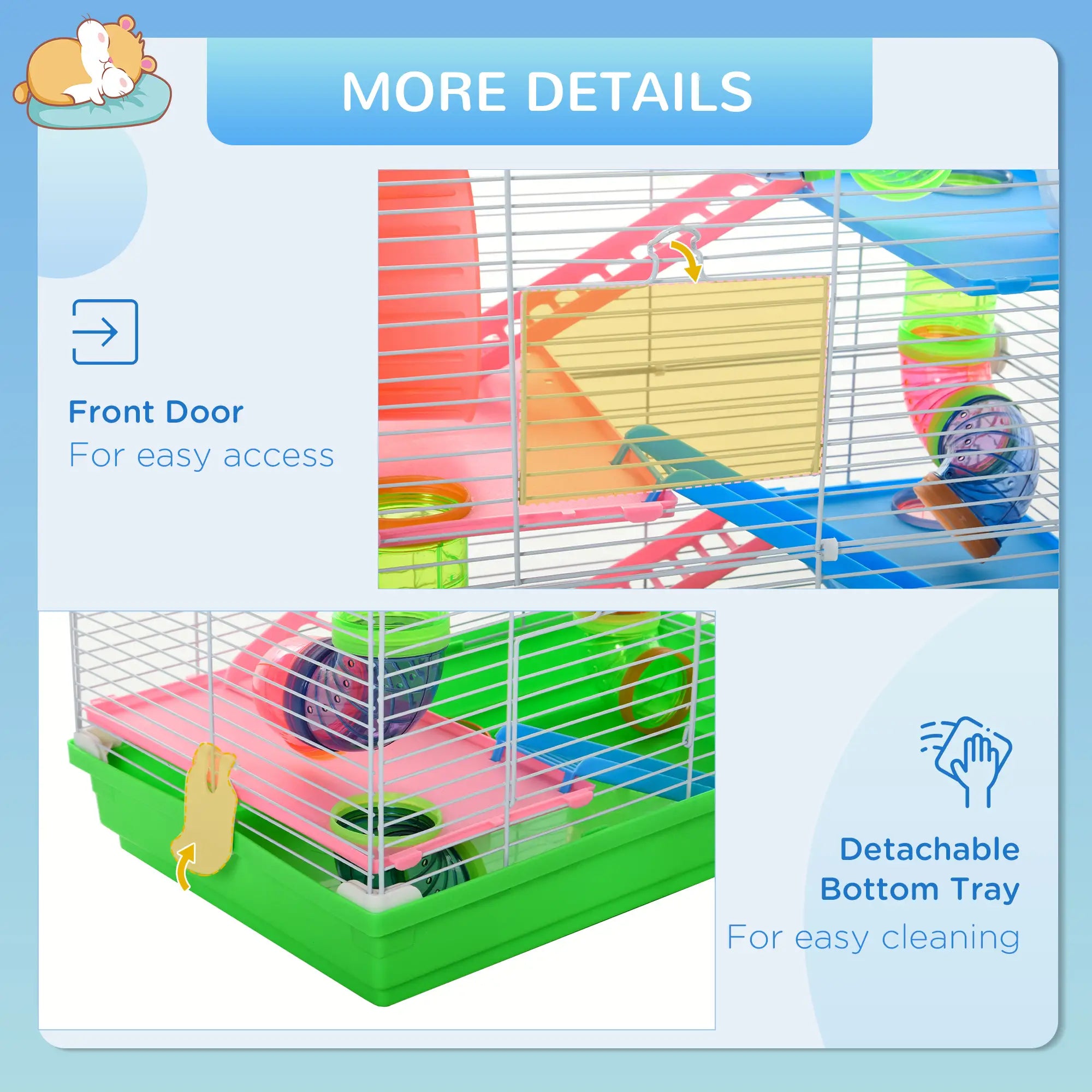 5-Tier Hamster Cage, Exercise Wheels, Play Tube, Green Hamster Cages at Gallery Canada