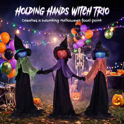 48" Witch Trio Yard Stake, Light-Up Multicolored Heads, Multicolored Halloween Decorations at Gallery Canada
