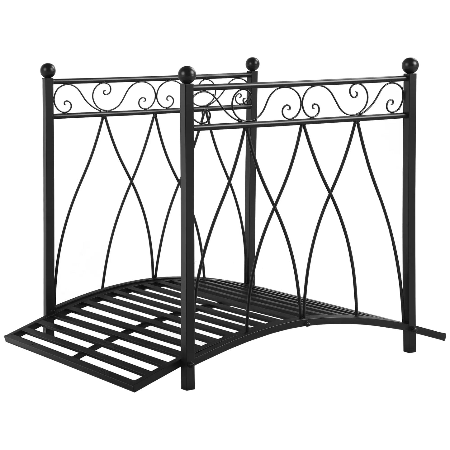 3.3FT Garden Bridge with Railings, Arc Footbridge, Black Garden Bridges Black at Gallery Canada