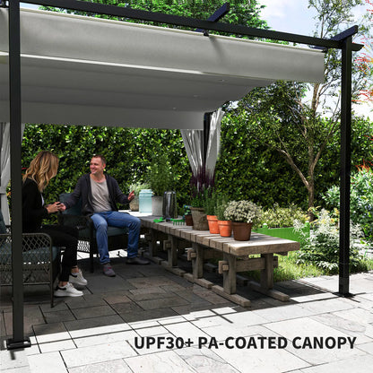 10' x 20' Metal Retractable Pergola Canopy With Sidewalls, Outdoor Gazebo UPF30+ Sun Shade Shelter Pergolas at Gallery Canada