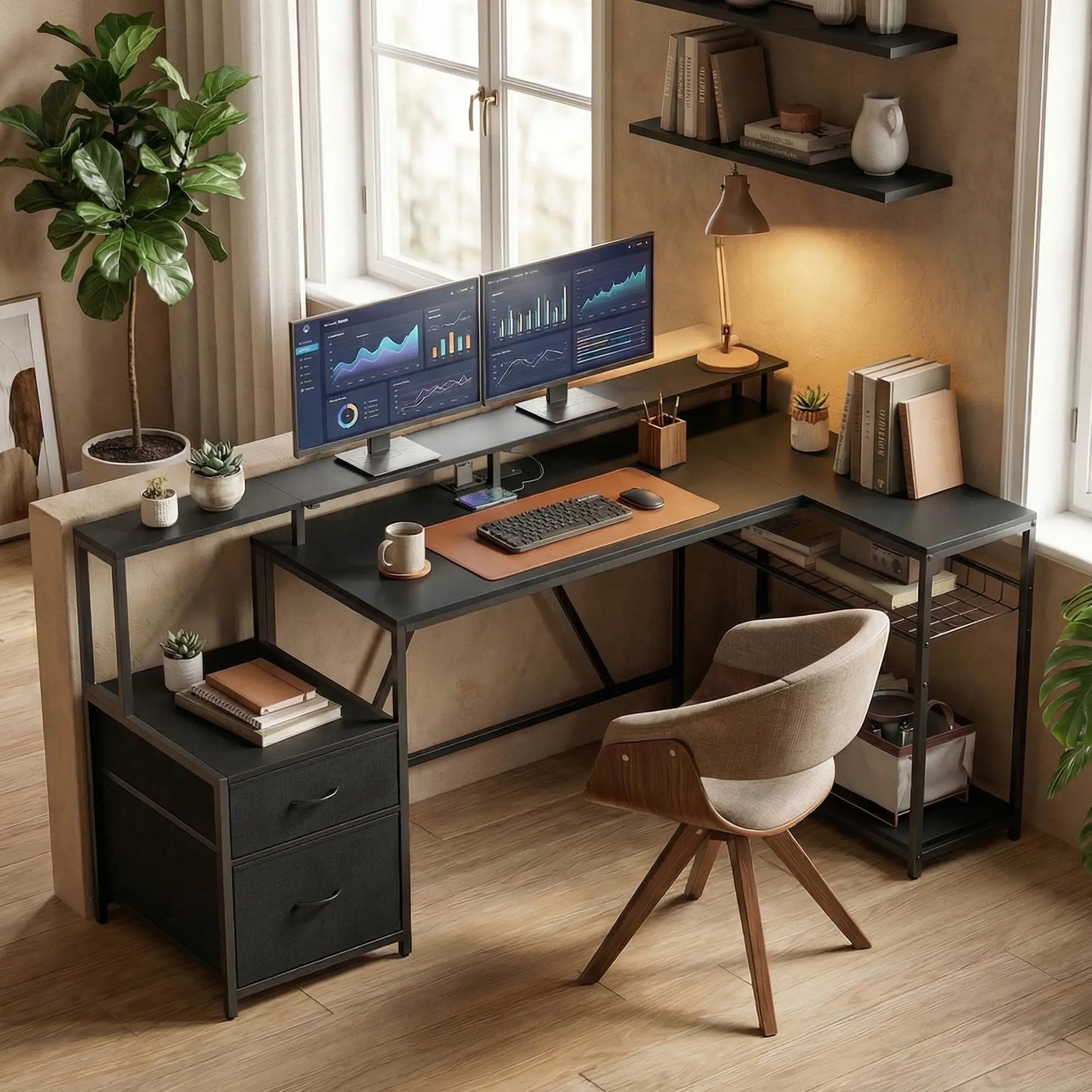 76" Gaming Desk, RGB Lights, USB Ports, Monitor Stand, Black Gaming Desks at Gallery Canada