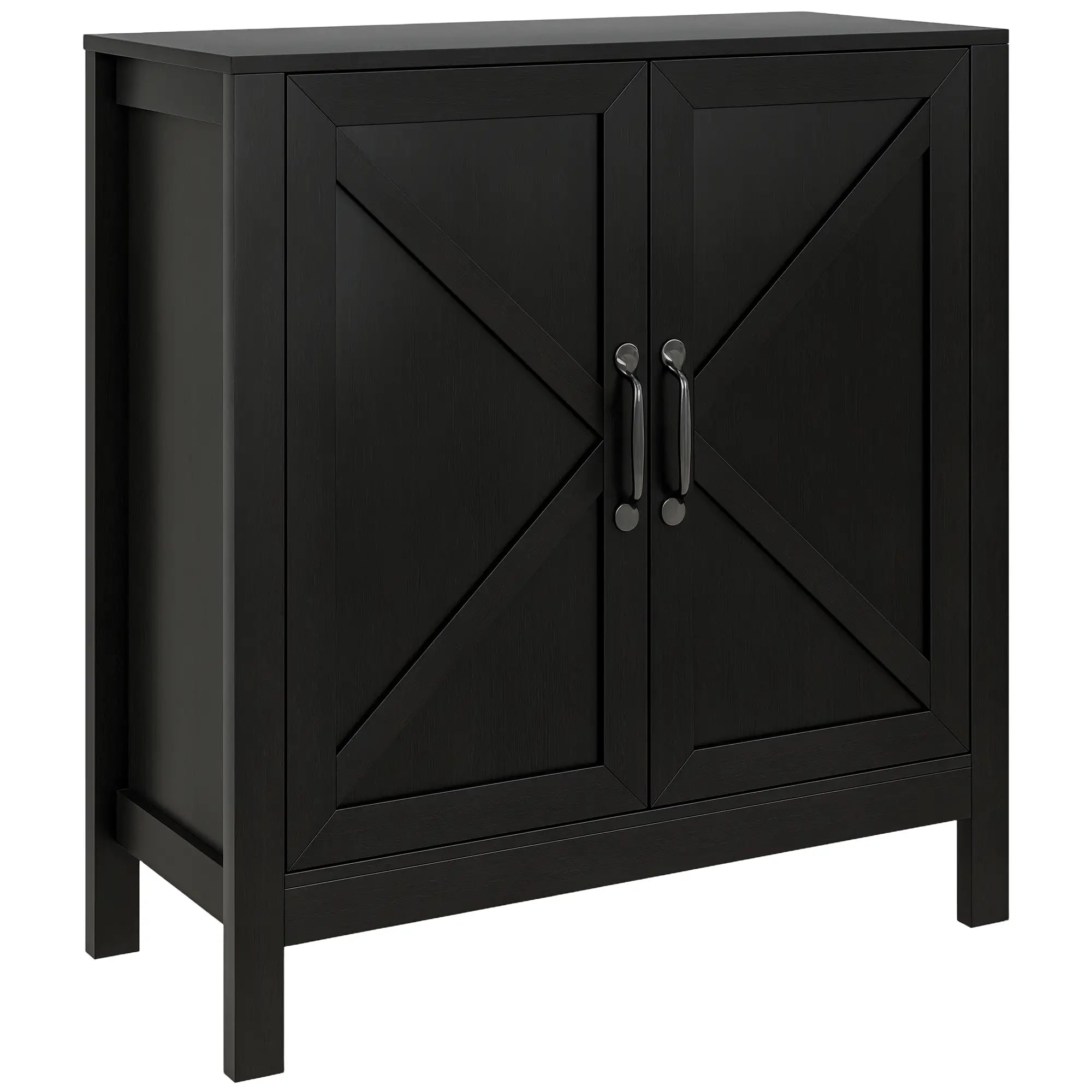 Sideboard Buffet, Kitchen Cabinet with Barn Door, Adjustable Shelves, Black Oak, Black Bar Cabinets at Gallery Canada