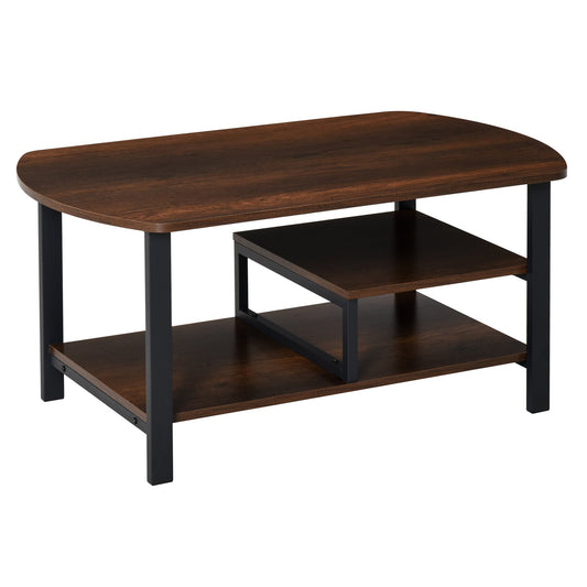 Industrial Coffee Table Rectangular Sofa Table with Undershelf Home Office - Gallery Canada