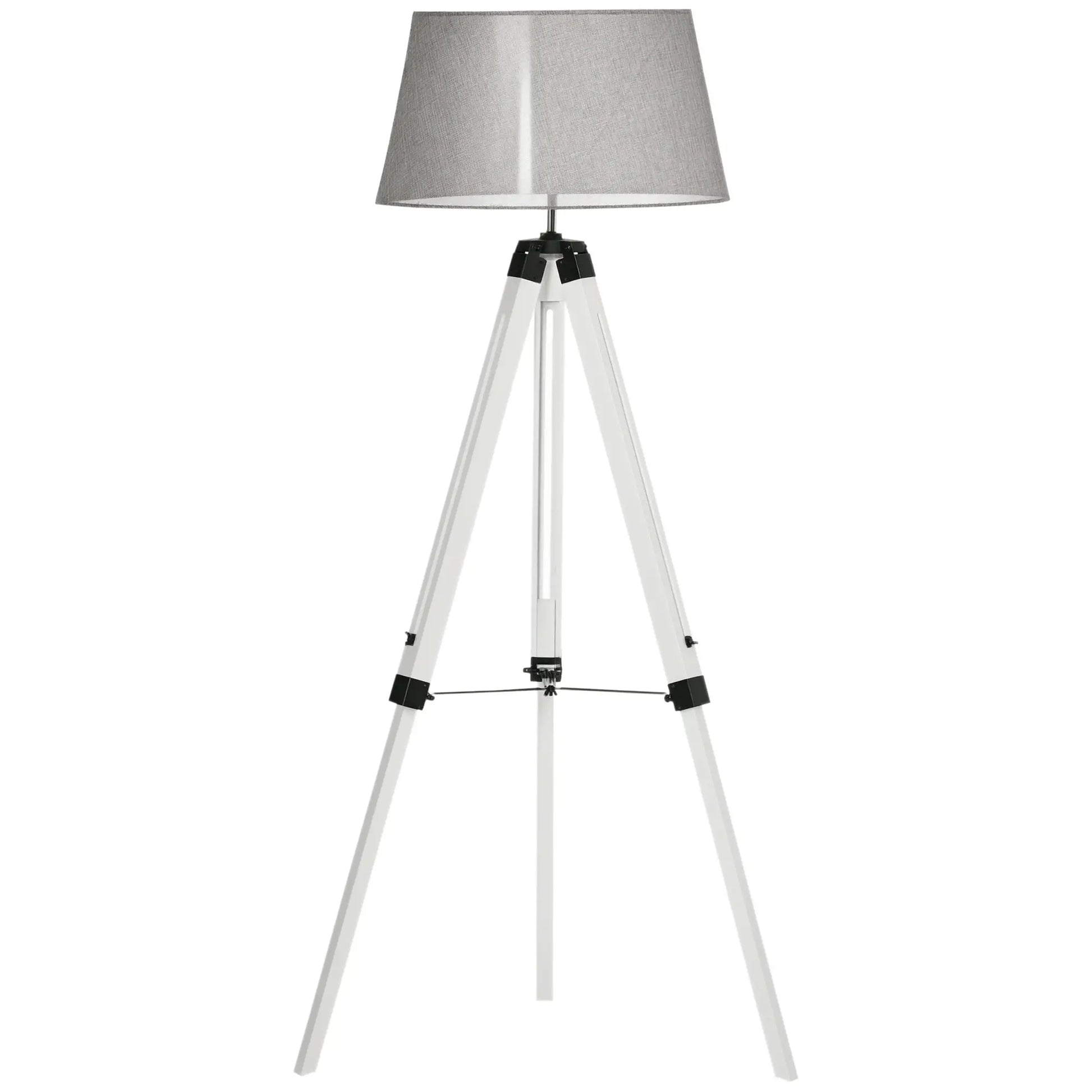 Adjustable Height Wooden Floor Lamp, E26 Base, and Grey, White Floor Lamps & Ceiling Fan Lights White Legs, Grey Lampshade at Gallery Canada