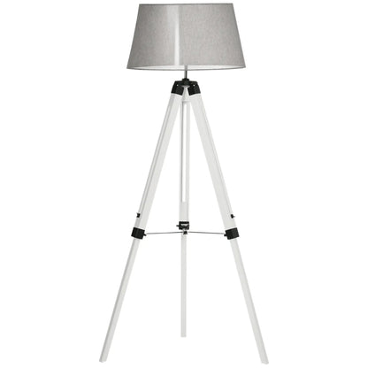Adjustable Height Wooden Floor Lamp, E26 Base, and Grey, White Floor Lamps & Ceiling Fan Lights White Legs, Grey Lampshade at Gallery Canada