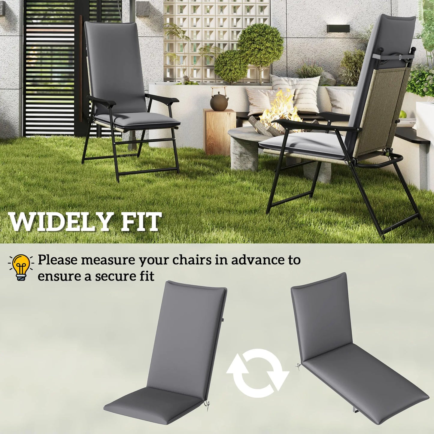 Outdoor Chair Cushions, Set of 2, High Back, UPF50+, Dark Grey Patio Chair Cushions at Gallery Canada