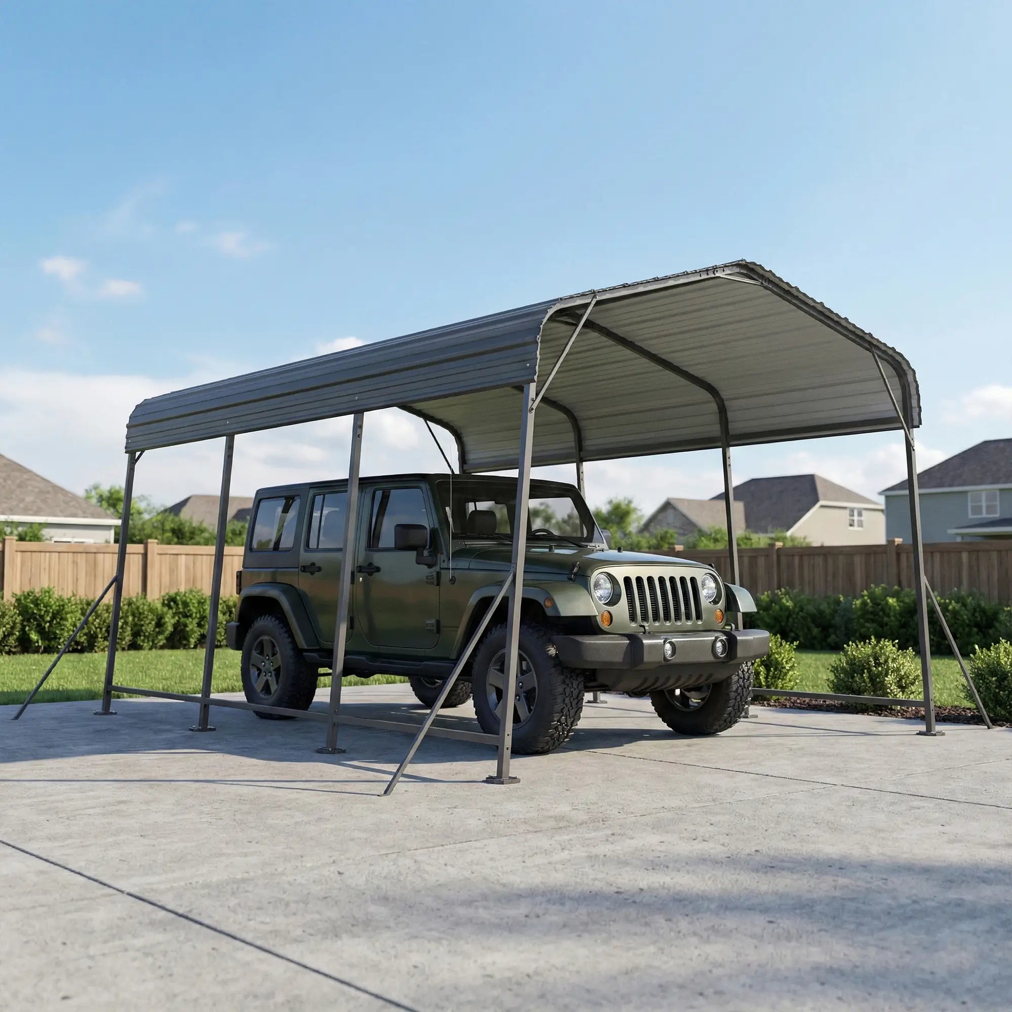 11 x 15FT Metal Carport, Heavy-Duty Canopy With Reinforced Frame, Dark Grey Car Shelters at Gallery Canada