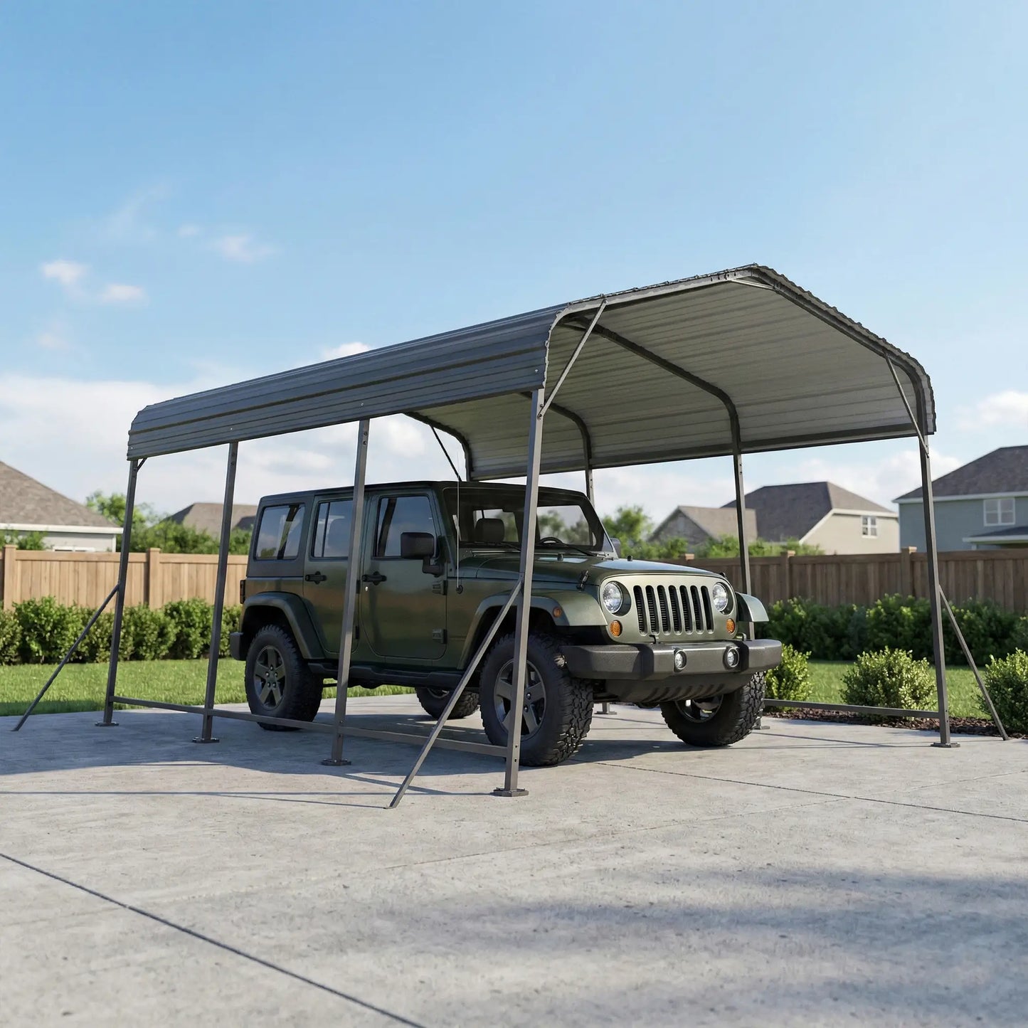11 x 15FT Metal Carport, Heavy-Duty Canopy With Reinforced Frame, Dark Grey Car Shelters at Gallery Canada