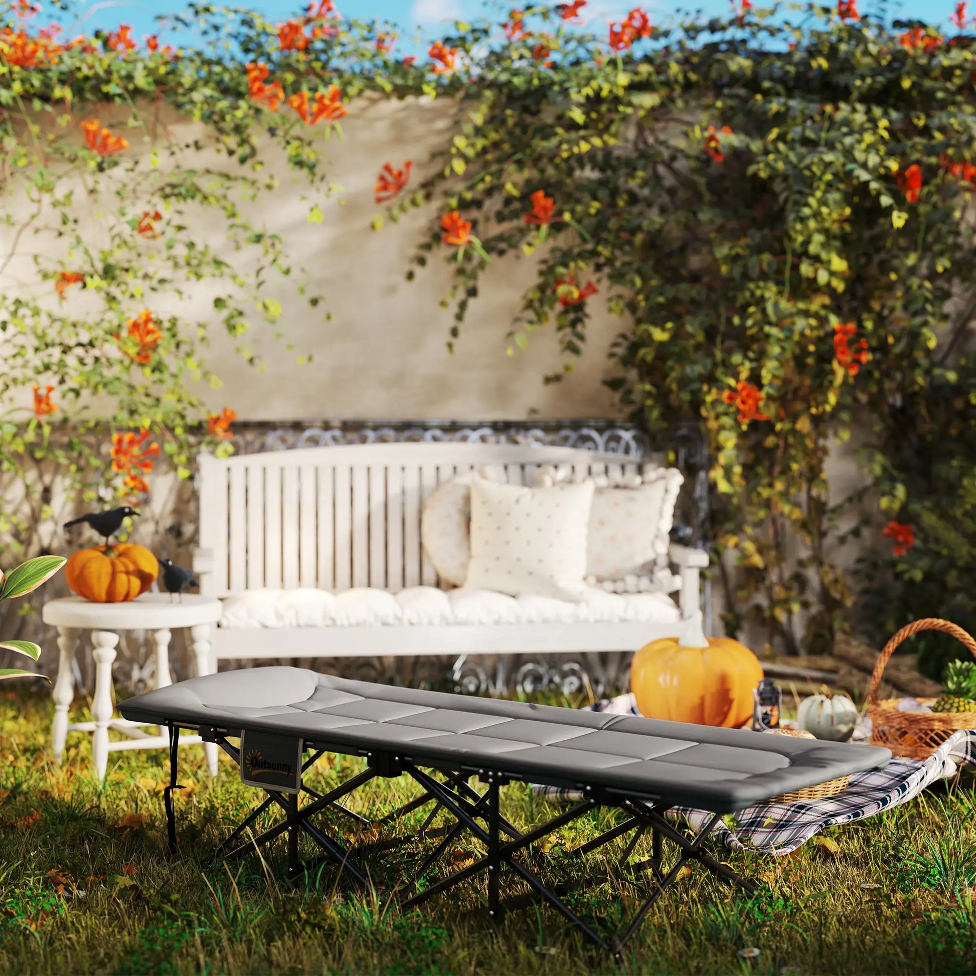 26.4" Wide Folding Bed, Camping Cot for Adults, Grey Camping Cots at Gallery Canada