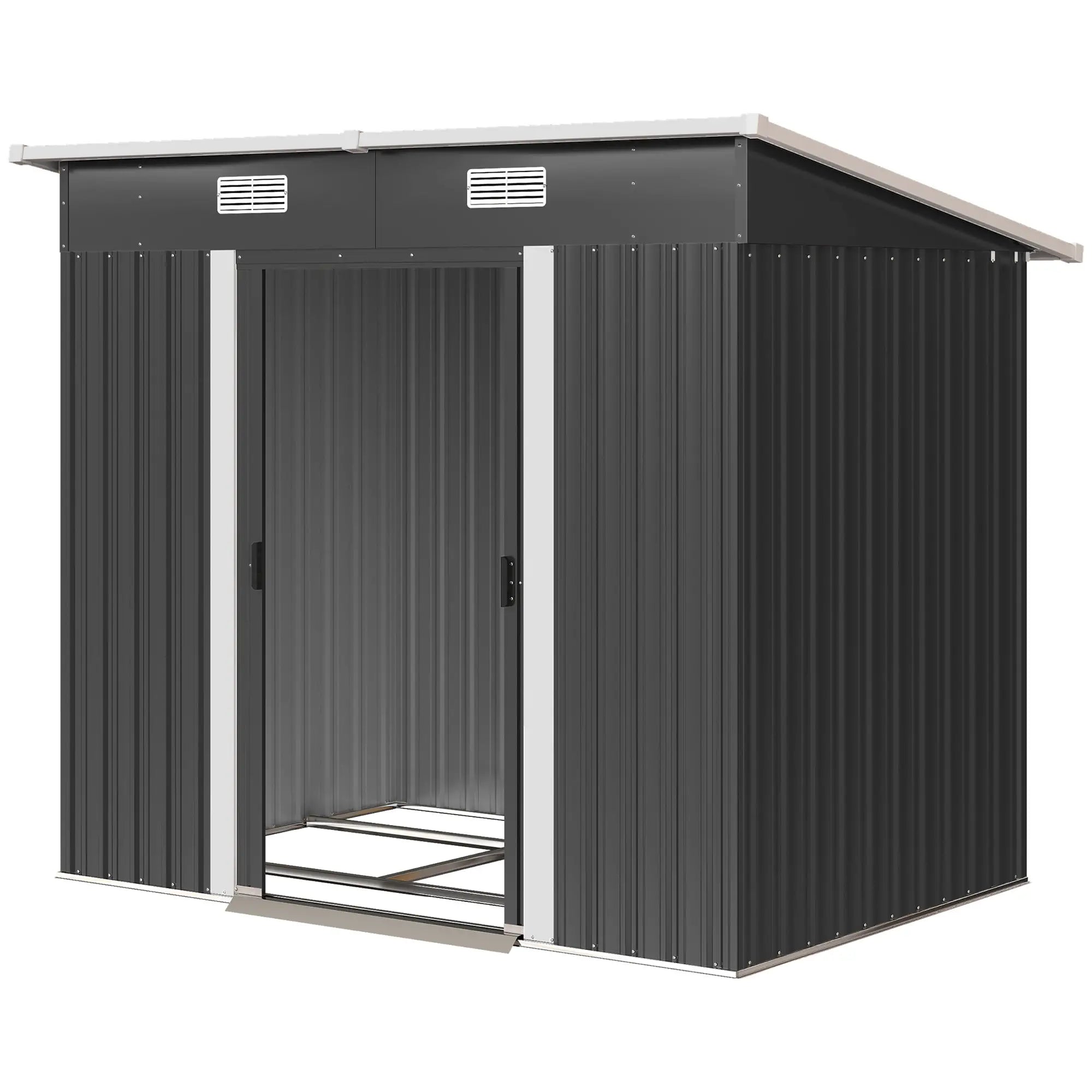 7'x4' Metal Patio Storage Shed, Garden Tool Utility Unit, Black Sheds Black at Gallery Canada