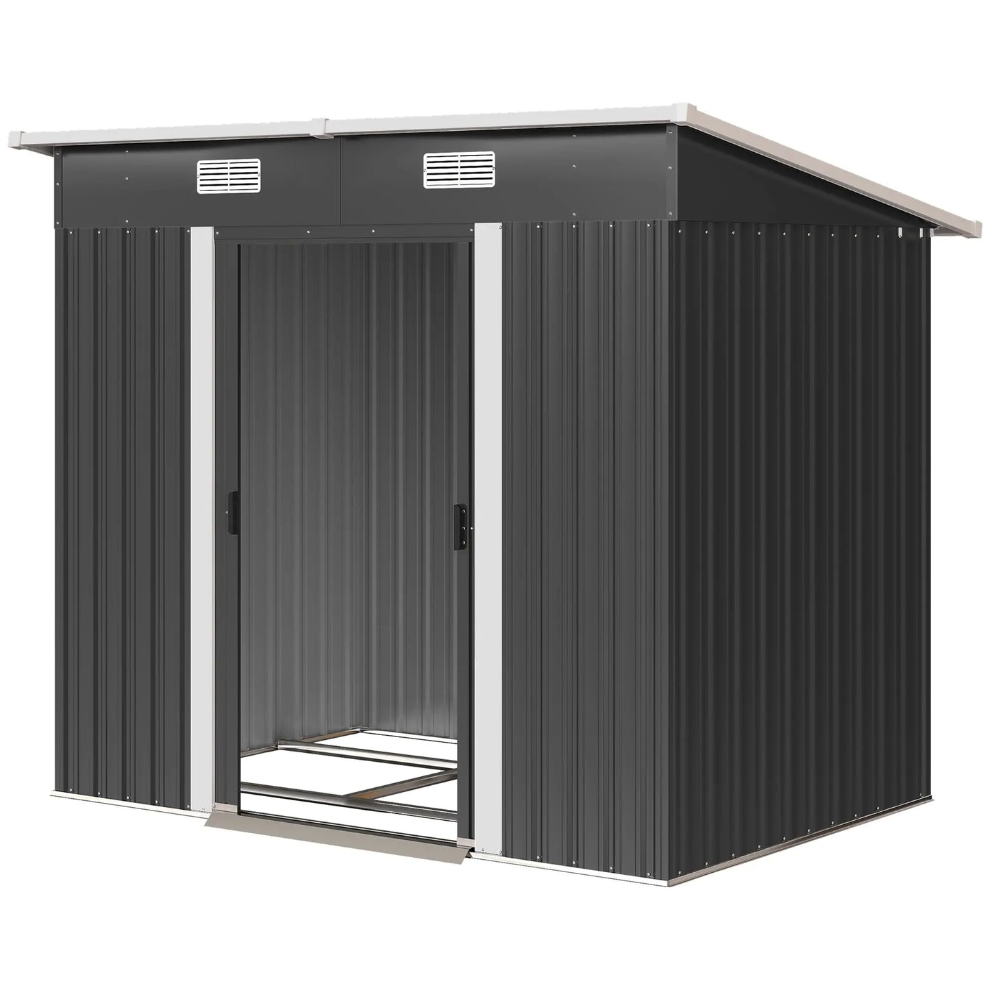 7'x4' Metal Patio Storage Shed, Garden Tool Utility Unit, Black Sheds Black at Gallery Canada