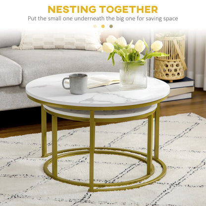 29" Round Nesting Tables, Set of 2, Modern Side Tables, White Coffee Tables at Gallery Canada