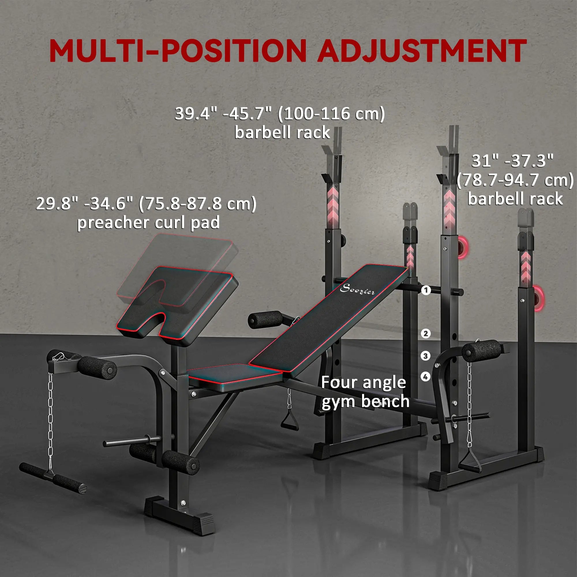 Weight Bench with Barbell Rack, Preacher Curl, Leg Curl Machine Weight Benches at Gallery Canada