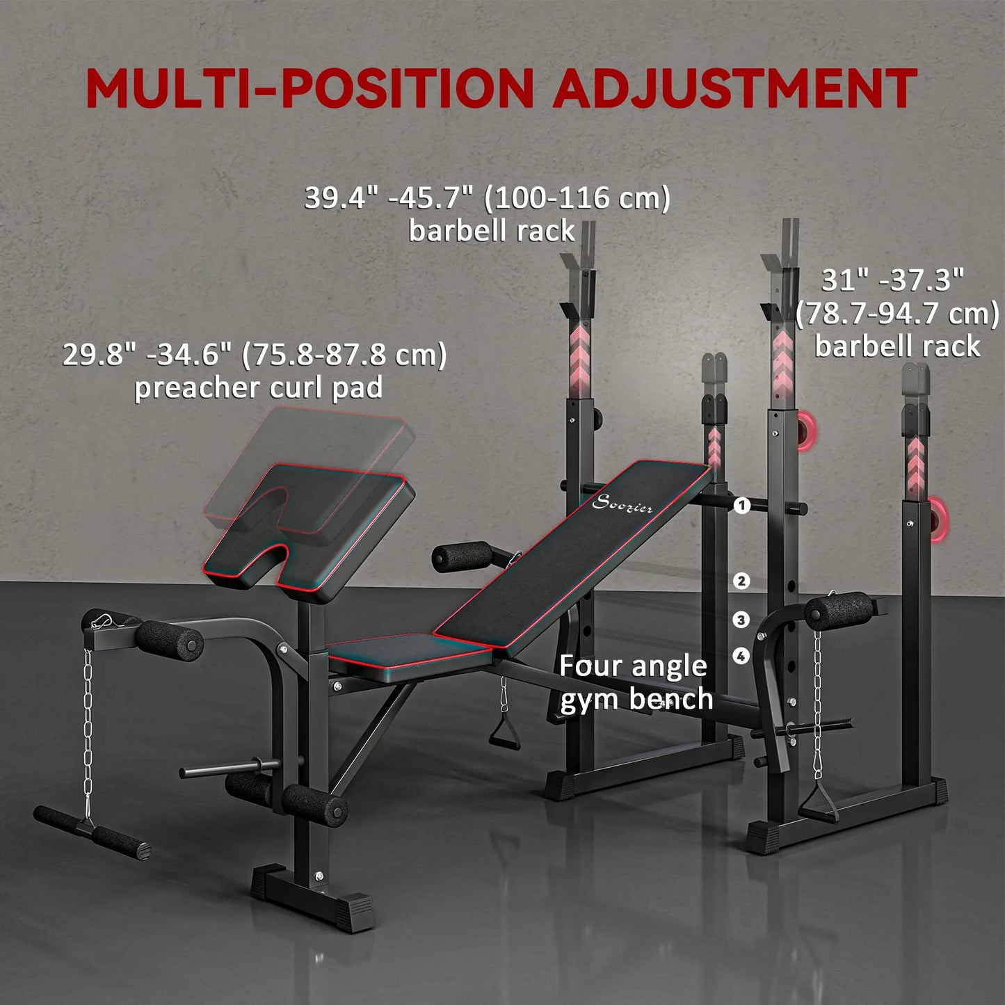 Weight Bench with Barbell Rack, Preacher Curl, Leg Curl Machine Weight Benches at Gallery Canada