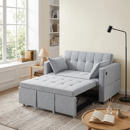 3-In-1 Convertible Sofa Bed, Pull Out Sleeper, Adjustable Backrest, Light Grey 2-Seater Sofas at Gallery Canada