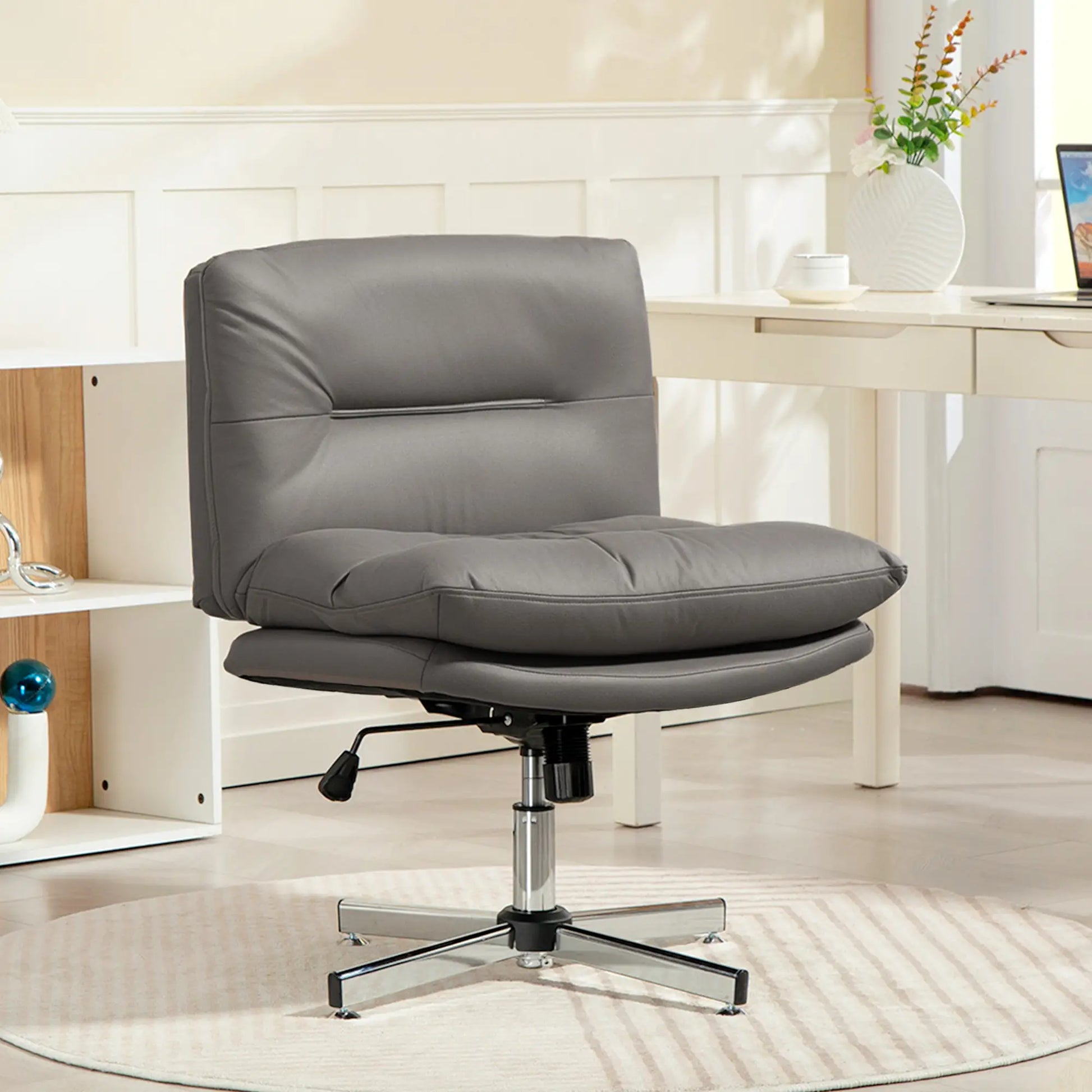 Armless Office Chair, Adjustable Height, Tilt Function, Grey Task Chairs at Gallery Canada