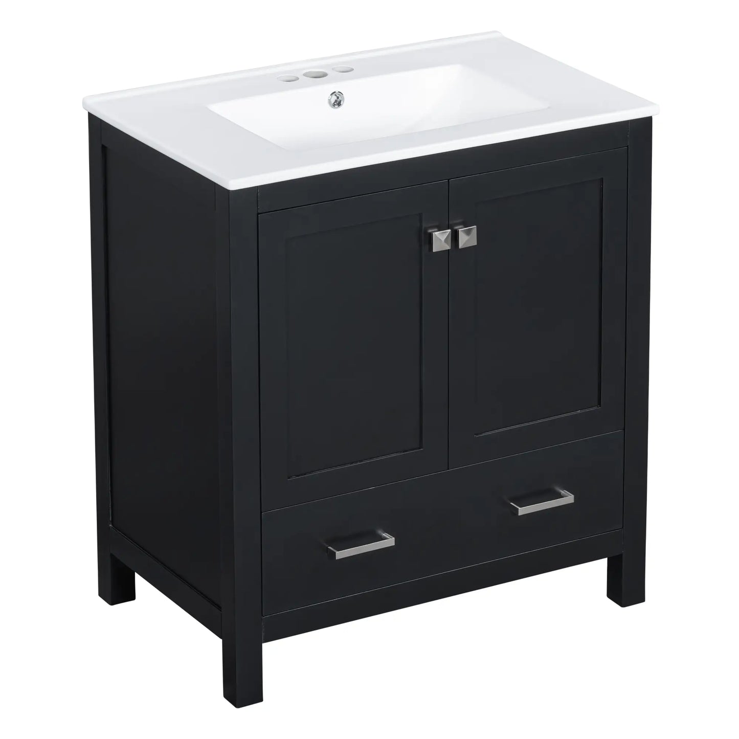 30" Bathroom Vanity, Single Undermount Sink, Soft-Close Doors, Black+White Sink Cabinets at Gallery Canada