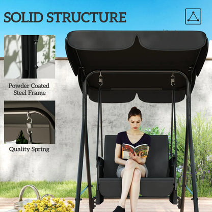 Outdoor Porch Swing, Adjustable Canopy, Removable Cushion, 1-Seat Patio Swings with Stand at Gallery Canada