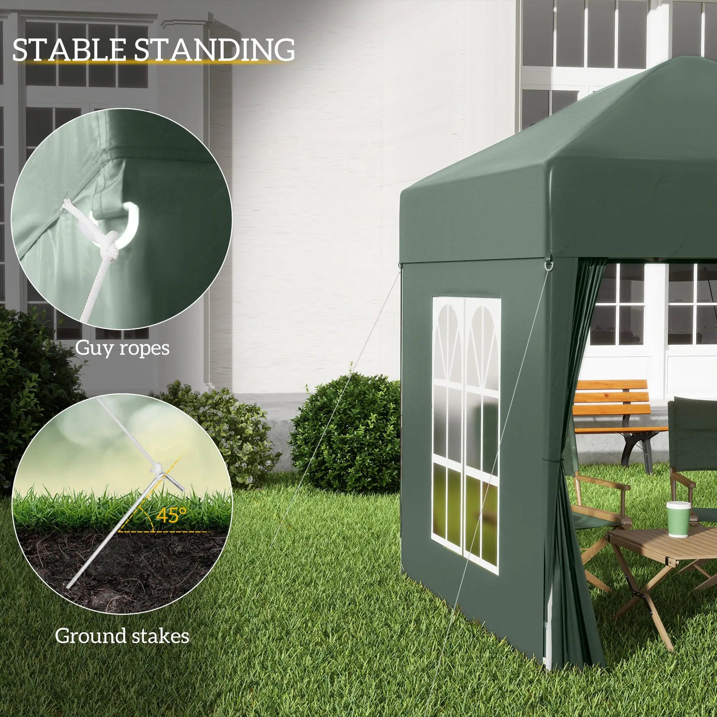 6.6'x6.6' Pop Up Canopy Tent, with Sidewalls, Carry Bag, Green Pop Up Canopies at Gallery Canada