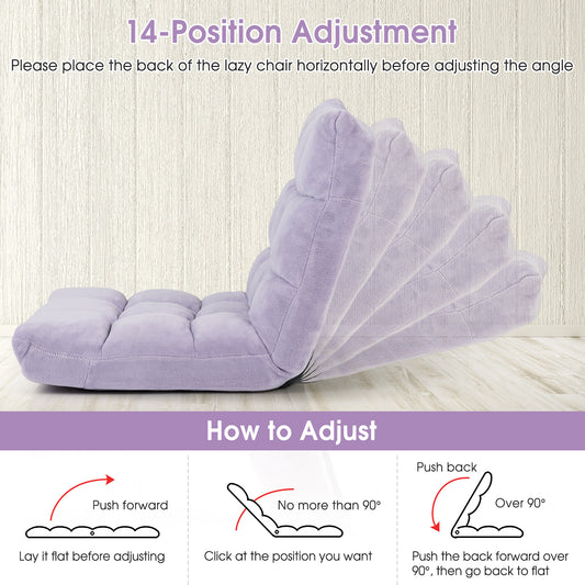Adjustable Floor Chair, 14-Position, Light Purple Floor Chairs Light Purple at Gallery Canada