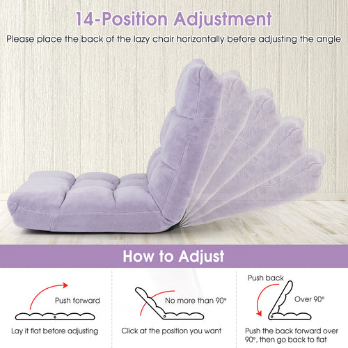 Adjustable Floor Chair, 14-Position, Light Purple