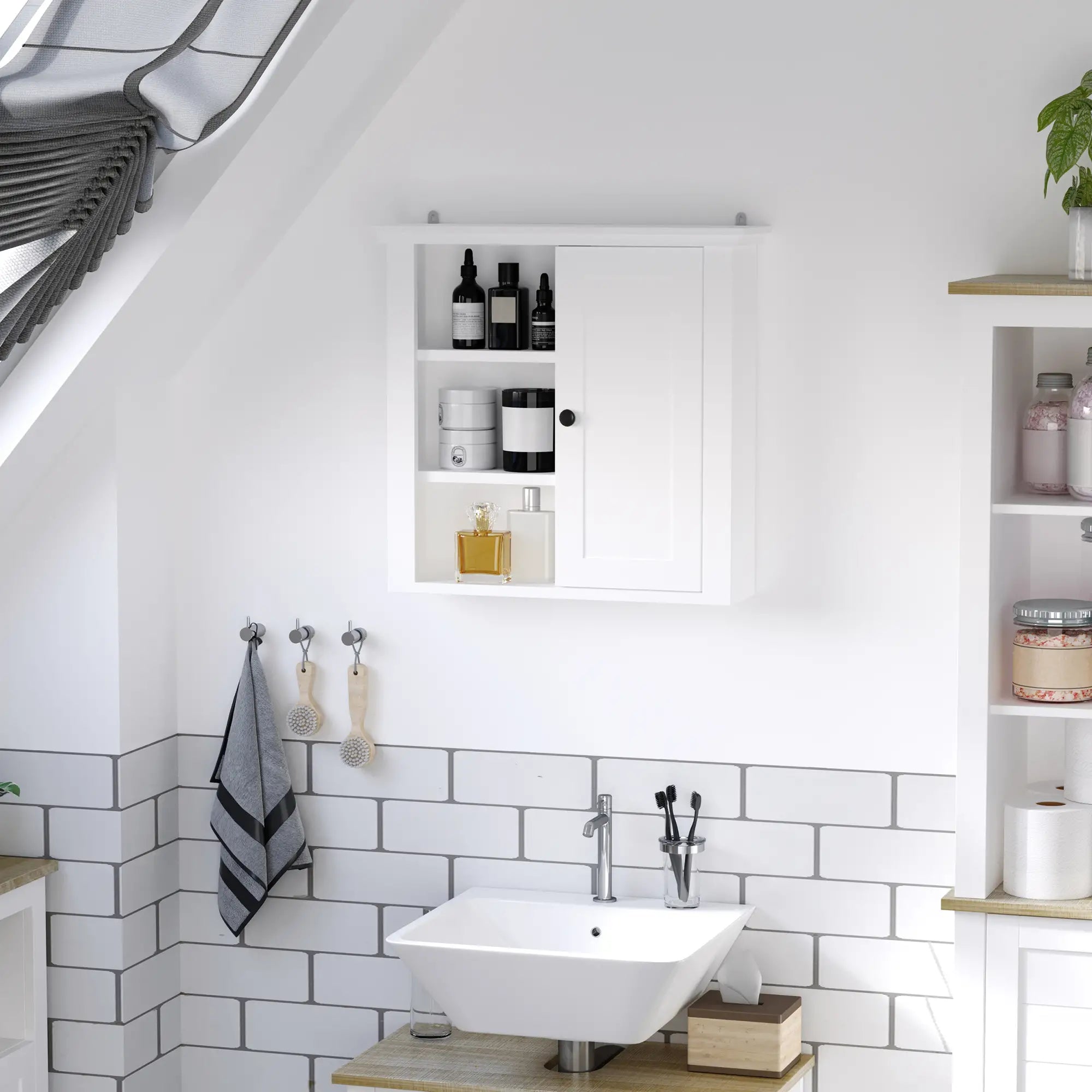 Wall Mounted Medicine Cabinet, 3 Open Shelves, Storage Cupboard, White Wall Mounted Cabinets at Gallery Canada