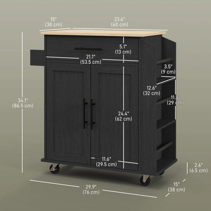 Rolling Kitchen Island with Wheels, Power Outlets, Drawer, Doors Kitchen Islands & Kitchen Carts at Gallery Canada