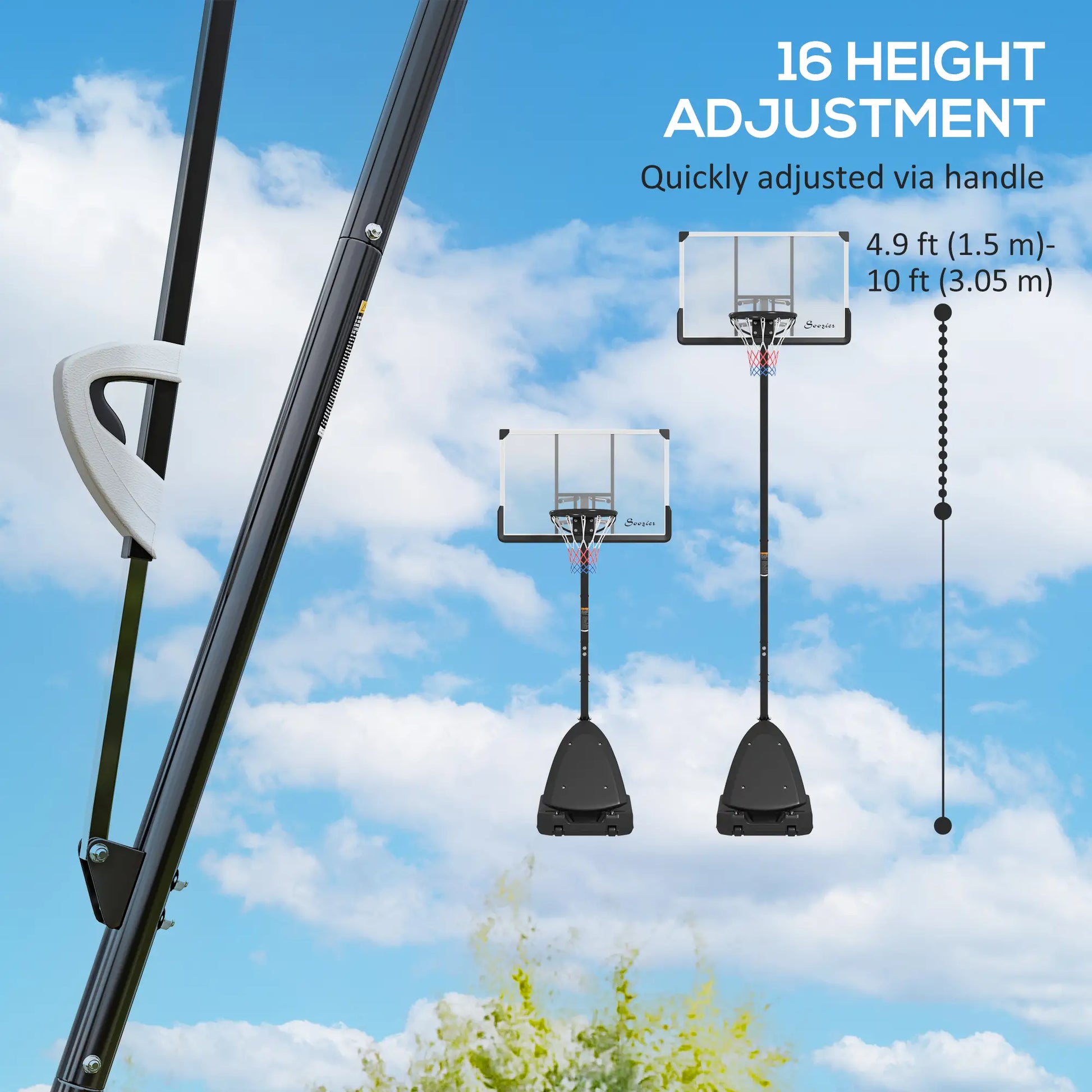 Portable Basketball Hoop, 5-10ft, 44" Shatterproof Backboard, Wheels Basketball at Gallery Canada