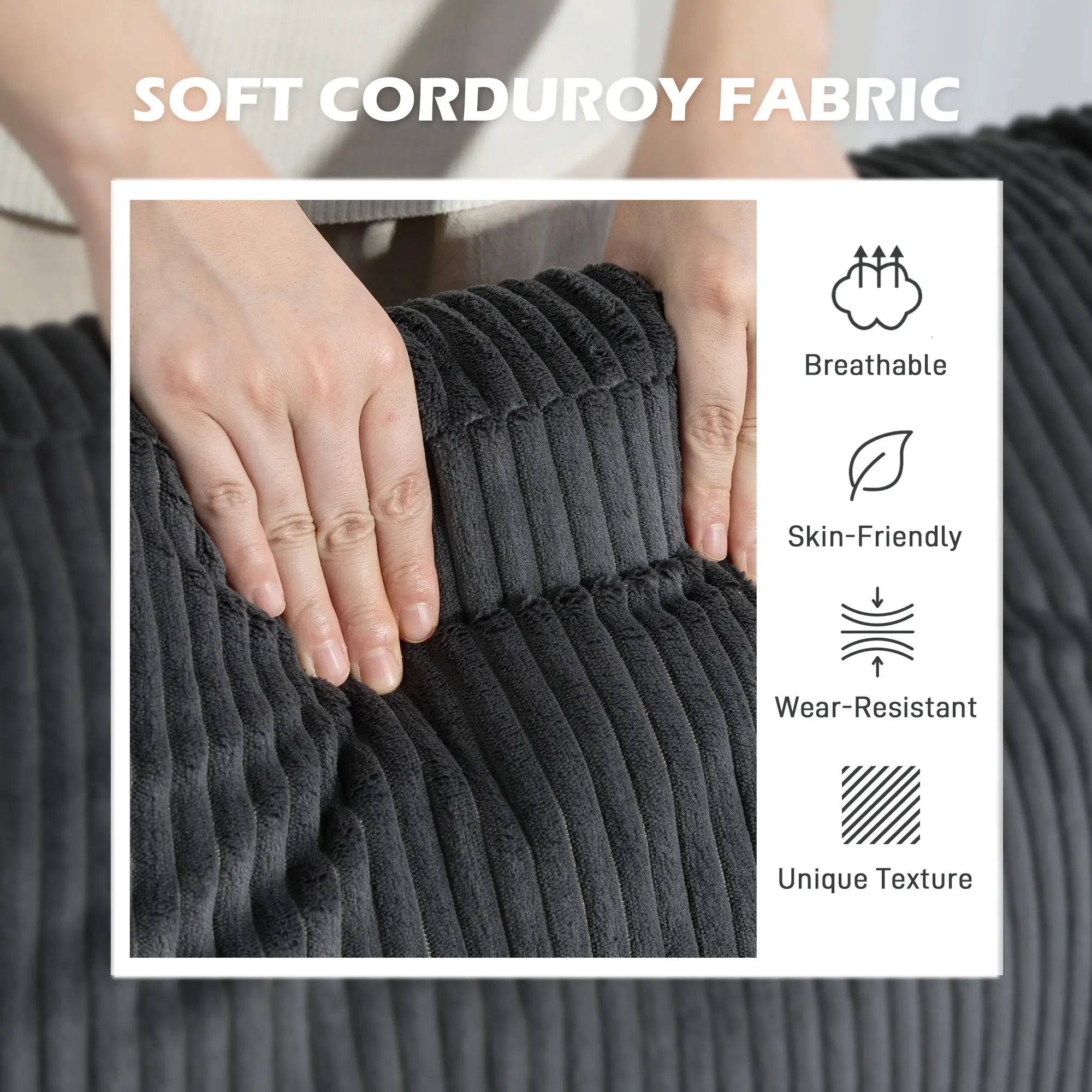 L Shaped Couch with Chaise Lounge, Spring Cushion, Charcoal Grey 3-Seater Sofas at Gallery Canada