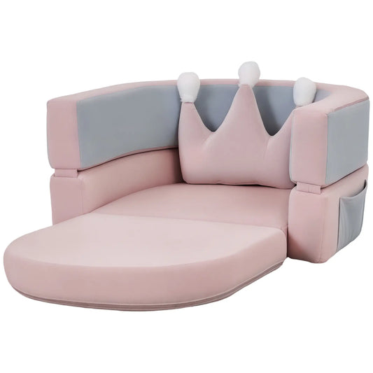 3-In-1 Convertible Climbing Toys For Toddlers With Crown Cushion, Pink Kids Gym & Playmats Pink & Blue-grey at Gallery Canada