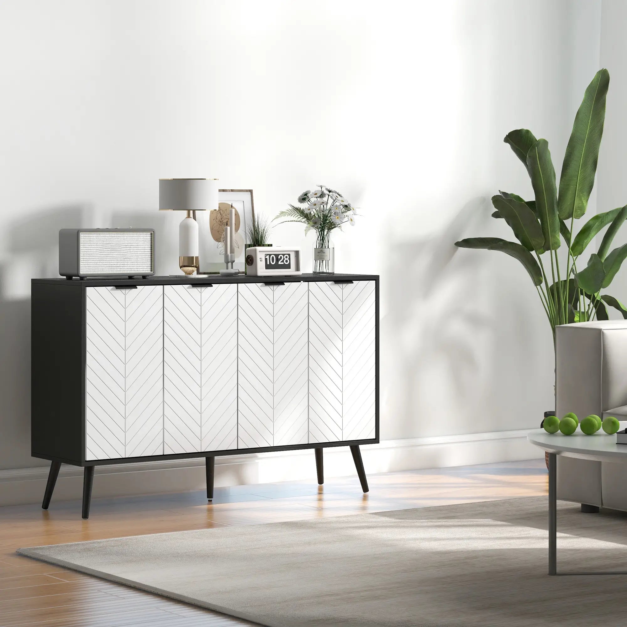 Modern Sideboard, Dining Cabinet with Adjustable Shelves, Black Bar Cabinets at Gallery Canada