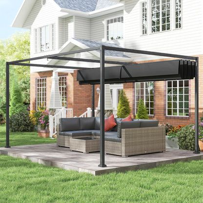 10' X 7' Patio Pergola With Retractable Canopy, Black Pergolas at Gallery Canada