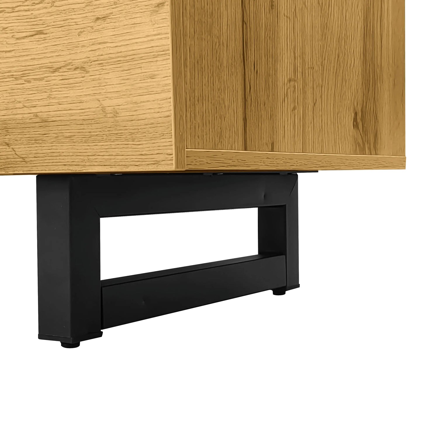 TV Stand, U-Shaped Metal Legs, 3 Doors, 2 Compartments, 67" L x 14" W x 16.5" H, Black+Natural TV Stands at Gallery Canada