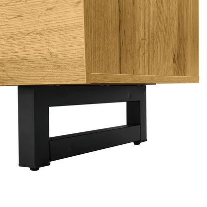 TV Stand, U-Shaped Metal Legs, 3 Doors, 2 Compartments, 67" L x 14" W x 16.5" H, Black+Natural TV Stands at Gallery Canada