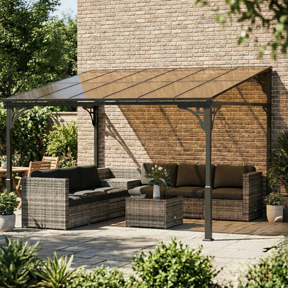11' x 10' Outdoor Pergola, Wall Mounted Hardtop Gazebo, Polycarbonate Roof, Metal Frame Pergolas at Gallery Canada