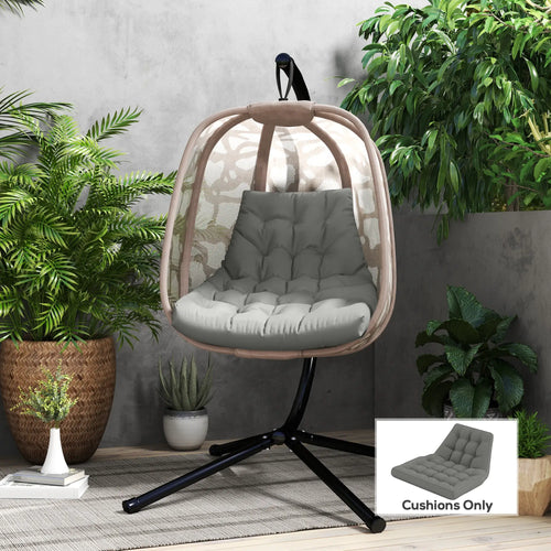 Outdoor Swing Cushion, Tufted Patio Cushion, Grey