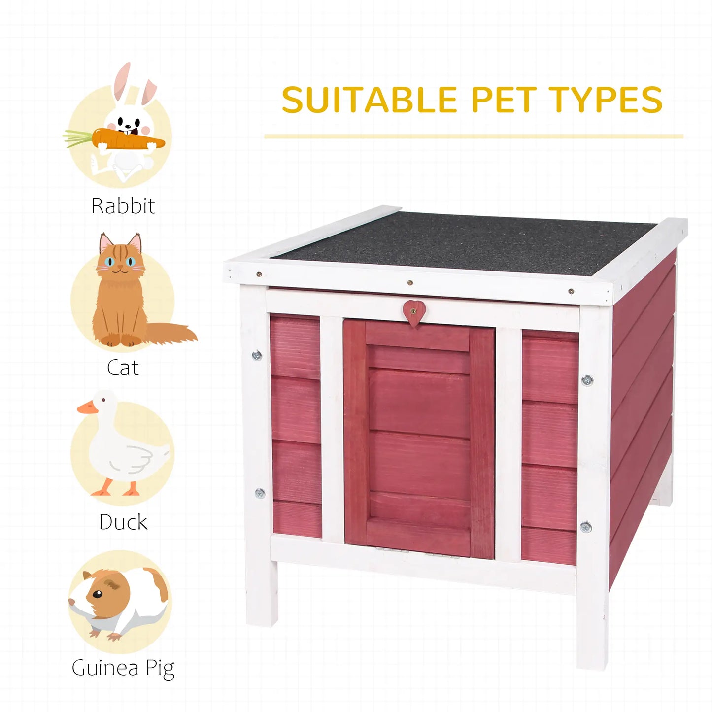 Wooden Rabbit Hutch, Bunny Cage, Outdoor Cat House, 20"x16.5"x17", Red Rabbit Hutch at Gallery Canada