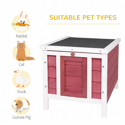 Wooden Rabbit Hutch, Bunny Cage, Outdoor Cat House, 20"x16.5"x17", Red Rabbit Hutch at Gallery Canada