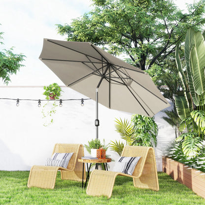 10' x 8' Round Patio Umbrella, Crank Handle, Tilt, Light Grey Sun Umbrellas at Gallery Canada