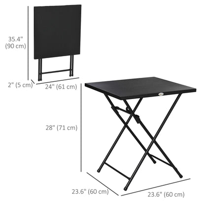 Folding Coffee Table, Square Side Table, Metal Top, 23.6" x 23.6", Black Patio Side Tables at Gallery Canada
