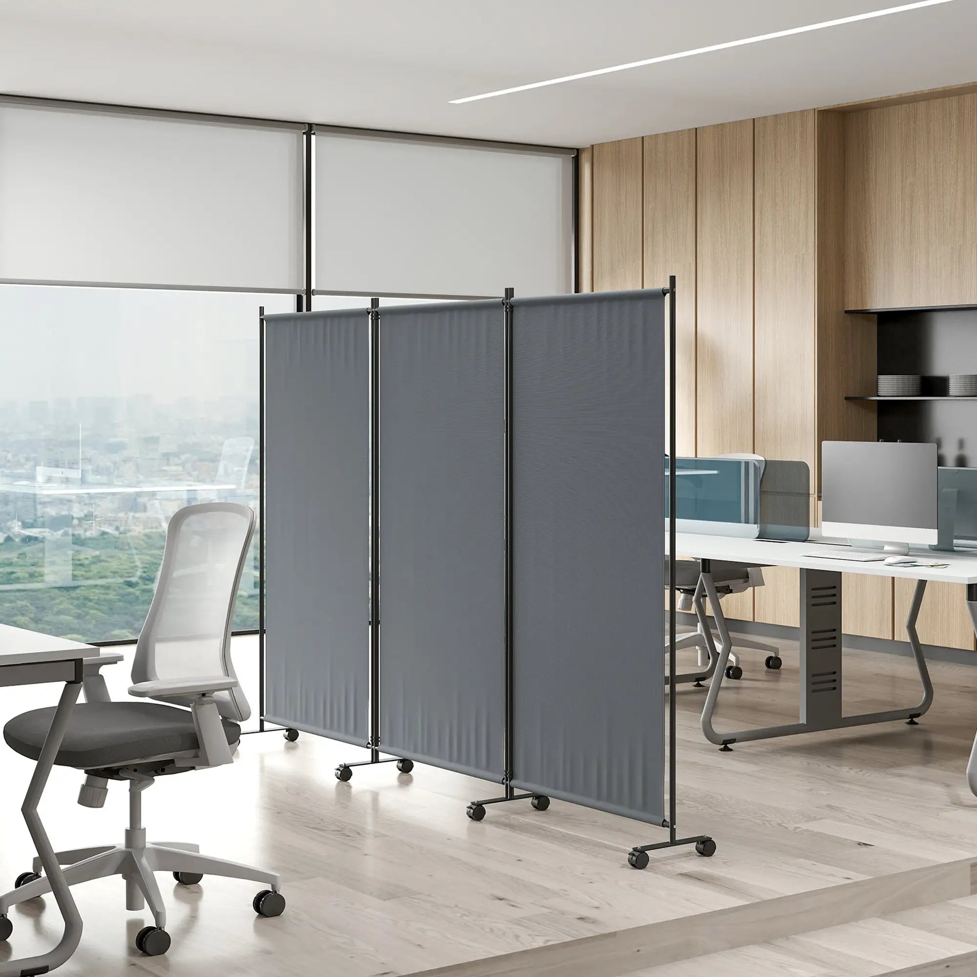 Folding Room Divider with Wheels, Privacy Screen, 6ft Tall Side Awnings at Gallery Canada